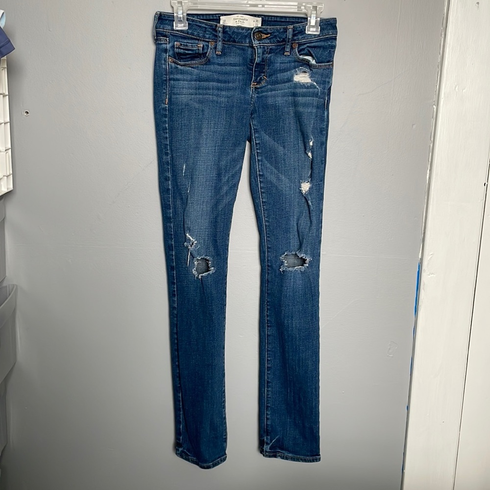 Abercrombie & Fitch mid rise size 0 regular distressed skinny jeans normcore